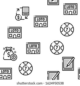 Lottery Gambling Game Seamless Pattern Vector Thin Line. Illustrations