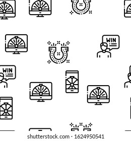 Lottery Gambling Game Seamless Pattern Vector Thin Line. Illustrations