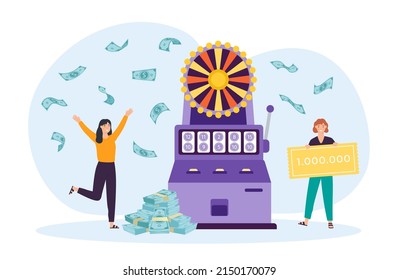Lottery game concept, win lottery or jackpot in gambling game, vector illustration of luck casino, win money