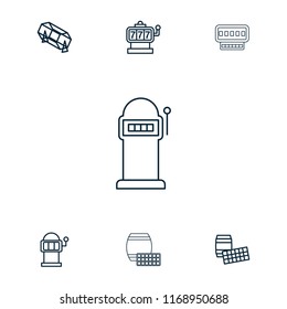 Lottery icon. collection of 7 lottery outline icons such as slot machine. editable lottery icons for web and mobile.