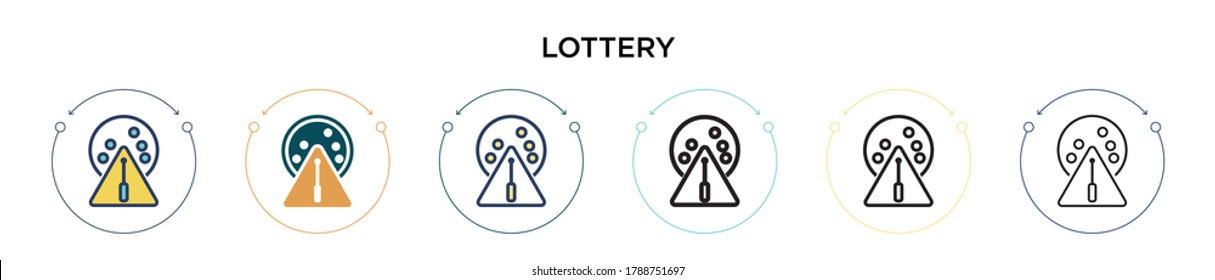 Lottery icon in filled, thin line, outline and stroke style. Vector illustration of two colored and black lottery vector icons designs can be used for mobile, ui, web