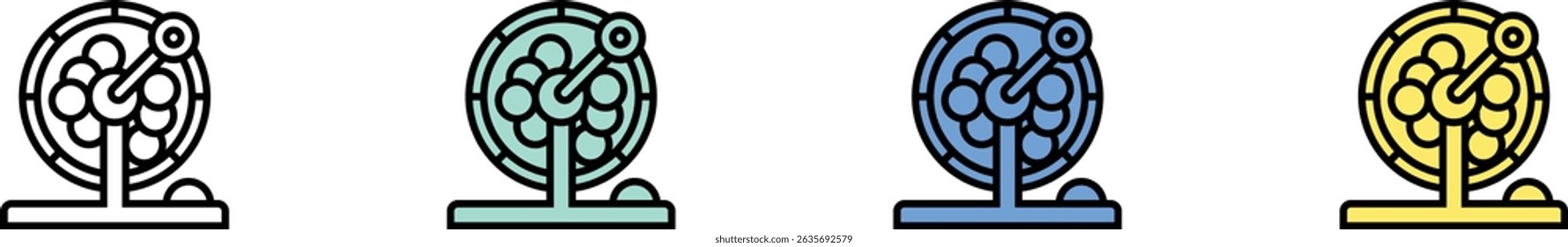lottery icon. Outline, Green, Blue and Yellow Style Design Isolated On White Background