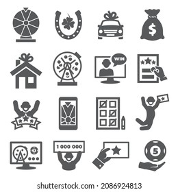 Lottery icon set on white background