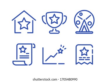 Lottery, icon set. Prize playing, lottery tickets and raffle drum, linear icons. 