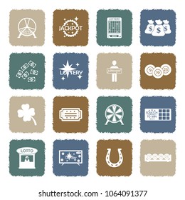 Lottery Icons. Grunge Color Flat Design. Vector Illustration. 