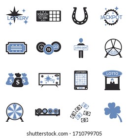 Lottery Icons. Two Tone Flat Design. Vector Illustration.