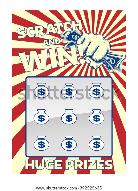 A lottery instant scratch and win\
scratchcard featuring a fist holding\
cash\
