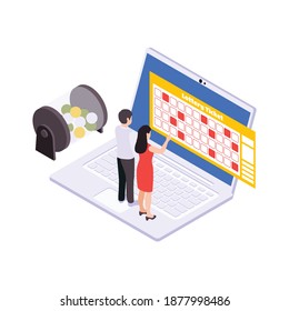 Lottery isometric lotto rotation machine with balls and lottery tickets vector illustration