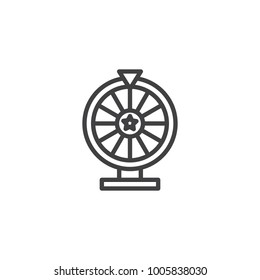 Lottery line icon, outline vector sign, linear style pictogram isolated on white. Casino roulette symbol, logo illustration. Editable stroke