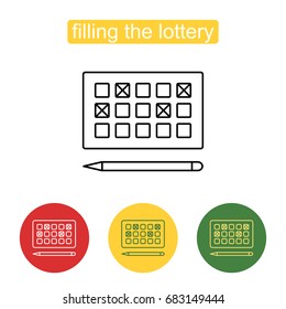 Lottery line icon. Prepaid lottery games card for numbers selecting symbol. Outline illustration of lottery concept for web design, mobile application. Editable stroke.