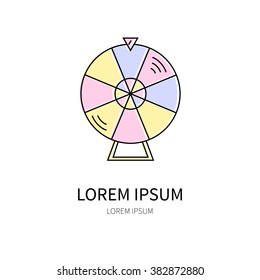 Lottery line icon of spin the wheel vector illustration.