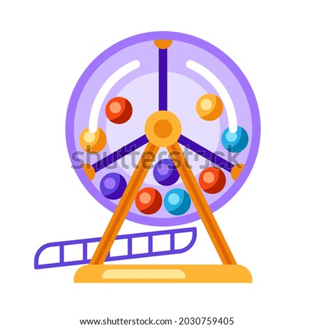 Lottery machine with balls inside. Icon for gambling or online games.