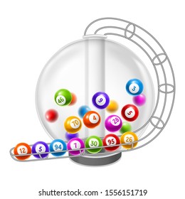 Lotteriemaschine mit Bälle drinnen. Lotto- oder Bingoradtrommel.