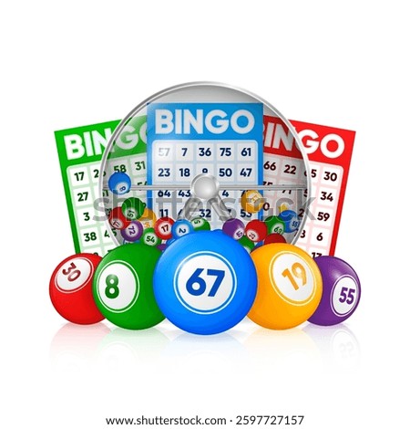 Lottery Machine with lotto balls inside. Bingo Game. Lottery wheel drum. Bingo luck, fortune and chance. Vector illustration.