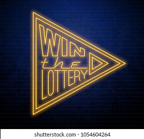lottery neon background brick wall