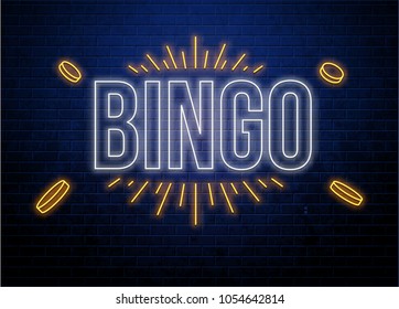 lottery neon background brick wall
