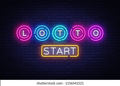 Lottery neon sign vector. Lotto Design template neon sign, Casino, celebration light banner, neon signboard, nightly bright advertising, light inscription. Vector illustration