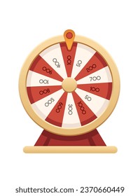 Lottery online casino fortune wheel with golden circle and red white stripe vector illustration isolated on white background