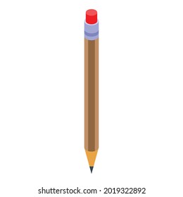 Bleistift-Ikone. Isometrisch aus Lotterielofen, Vektorsymbol für Webdesign einzeln auf weißem Hintergrund