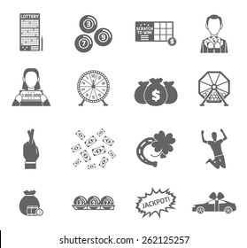 Lottery and profit fortune games black icon set isolated vector illustration