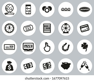 Lottery o Raffle Iconos Black & White Flat Design Círculo grande