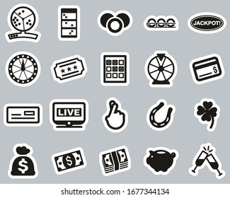 Lottery or Raffle Icons Black & White Sticker Set Big