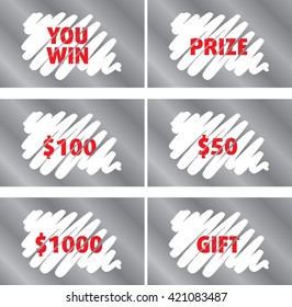 Lottery Scratch Card Vector Template Set Isolated