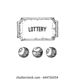 Lottery ticket. Balls with numbers.