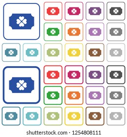 Lottery ticket color flat icons in rounded square frames. Thin and thick versions included.