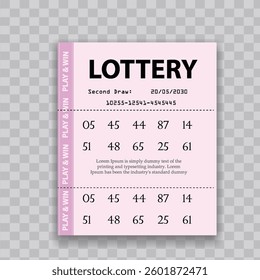 Lottery ticket demo template, winner jackpot concept vector illustration design background
