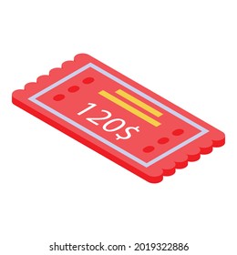 Lottery ticket icon. Isometric of lottery ticket vector icon for web design isolated on white background