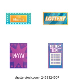 Lottery ticket icons set cartoon vector. Various lottery ticket. Gambling sport game