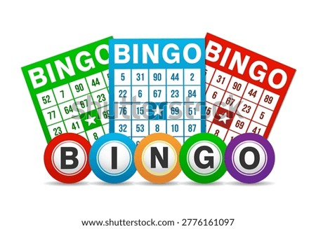 Lottery tickets and number balls isolated on white background. Vector stock
