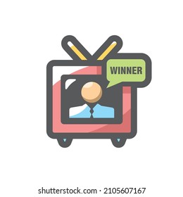 Lottery tv with man Vector icon Cartoon illustration.