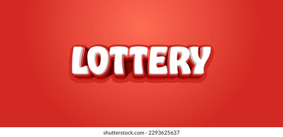 LOTTERY - Vector typography with 3d effect on red background