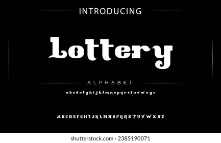 Lottery Vintage decorative font. Lettering design in retro style with label. Perfect for alcohol labels, logos, shops and many other.