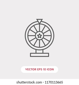 Lottery wheel vector icon. Casino symbol. Linear style sign for mobile concept and web design. lottery wheel symbol logo illustration. vector graphics - Vector.