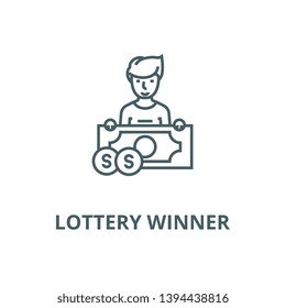 Lottery winner vector line icon, linear concept, outline sign, symbol