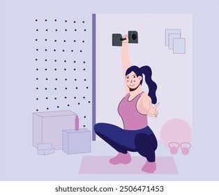 Lottie image workout girl vector design And modern workout girl illustration.