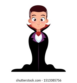 lottle boy with dracula disguise character vector illustration design