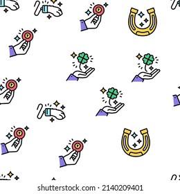 Lotto Gamble Game Vector Seamless Pattern Thin Line Illustration