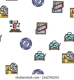 Lotto Gamble Game Vector Seamless Pattern Thin Line Illustration