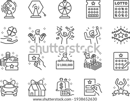 Lotto line icon set. Included the icons as lottery, raffle, draw, jackpot, rich, and more. Foto stock © 