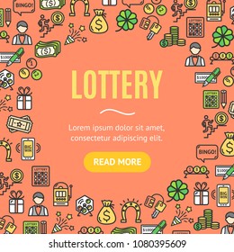 Lotto Signs Design Round Design Template Line Icon Frame or Border Concept. Vector illustration of Service Ad Casino