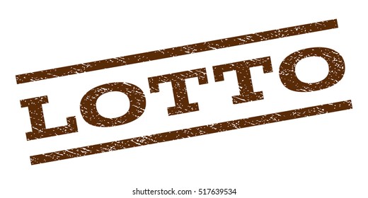 Lotto watermark stamp. Text caption between parallel lines with grunge design style. Rubber seal stamp with scratched texture. Vector brown color ink imprint on a white background.
