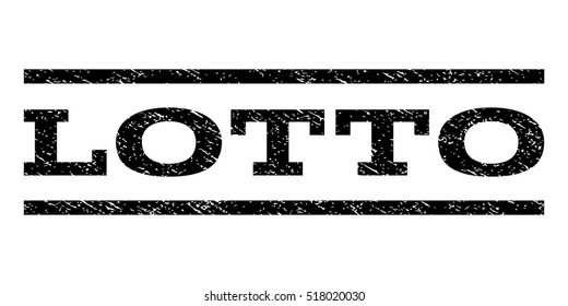 Lotto watermark stamp. Text caption between horizontal parallel lines with grunge design style. Rubber seal stamp with dust texture. Vector black color ink imprint on a white background.