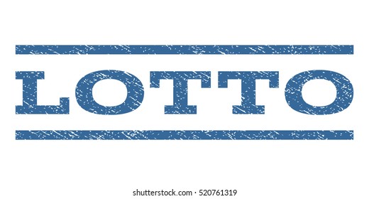 Lotto watermark stamp. Text caption between horizontal parallel lines with grunge design style. Rubber seal stamp with dust texture. Vector cobalt blue color ink imprint on a white background.