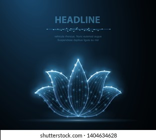 Lotus. Abstrakte Vektorlotus-Blumensymbol einzeln auf blauem Hintergrund. Natürliche Schönheit, Blumendekoration, Relax Yoga, Fitness Harmonie Symbol. Meditation im Gesundheitswesen, luxuriöse organische, ruhige Concept-Illustration