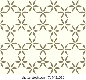 Lotus all over simple design. Gold flowers vector background. Geometric lace. Elegant oriental floral ornament. Fabric textile, paper printing block. Small medallion pettern. Vintage ornate motif.