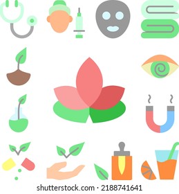 Lotus alternative medicine icon in a collection with other items